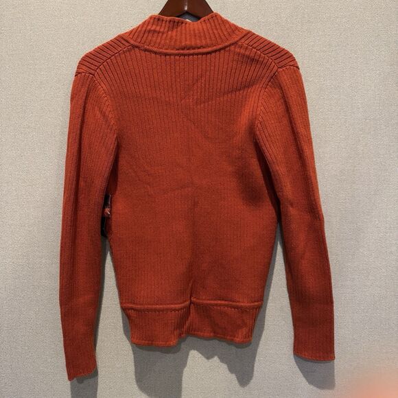 Jones New York Cozy Chic Pumpkin Spice Cardigan Sweater M Toggle Rib Knit NWT - Picture 2 of 7